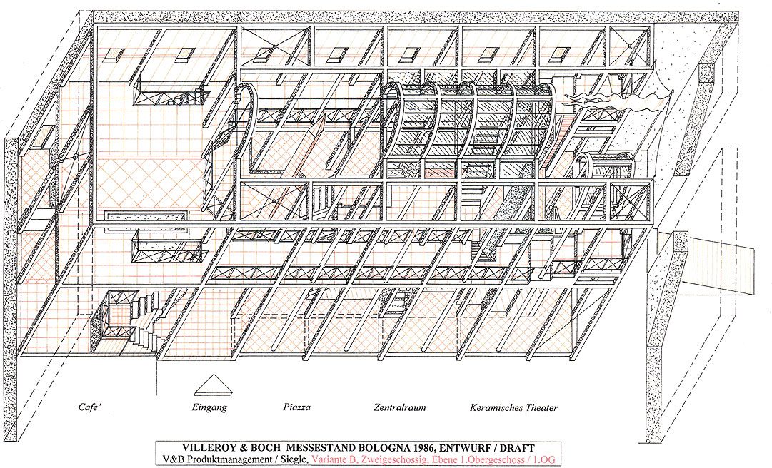 Isometrie des Messestands Villeroy & Boch in Bologna